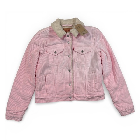 Levis Womens Pink Corduroy Sherpa Lined Original Trucker Jacket Small NEW NWT - Picture 14 of 16